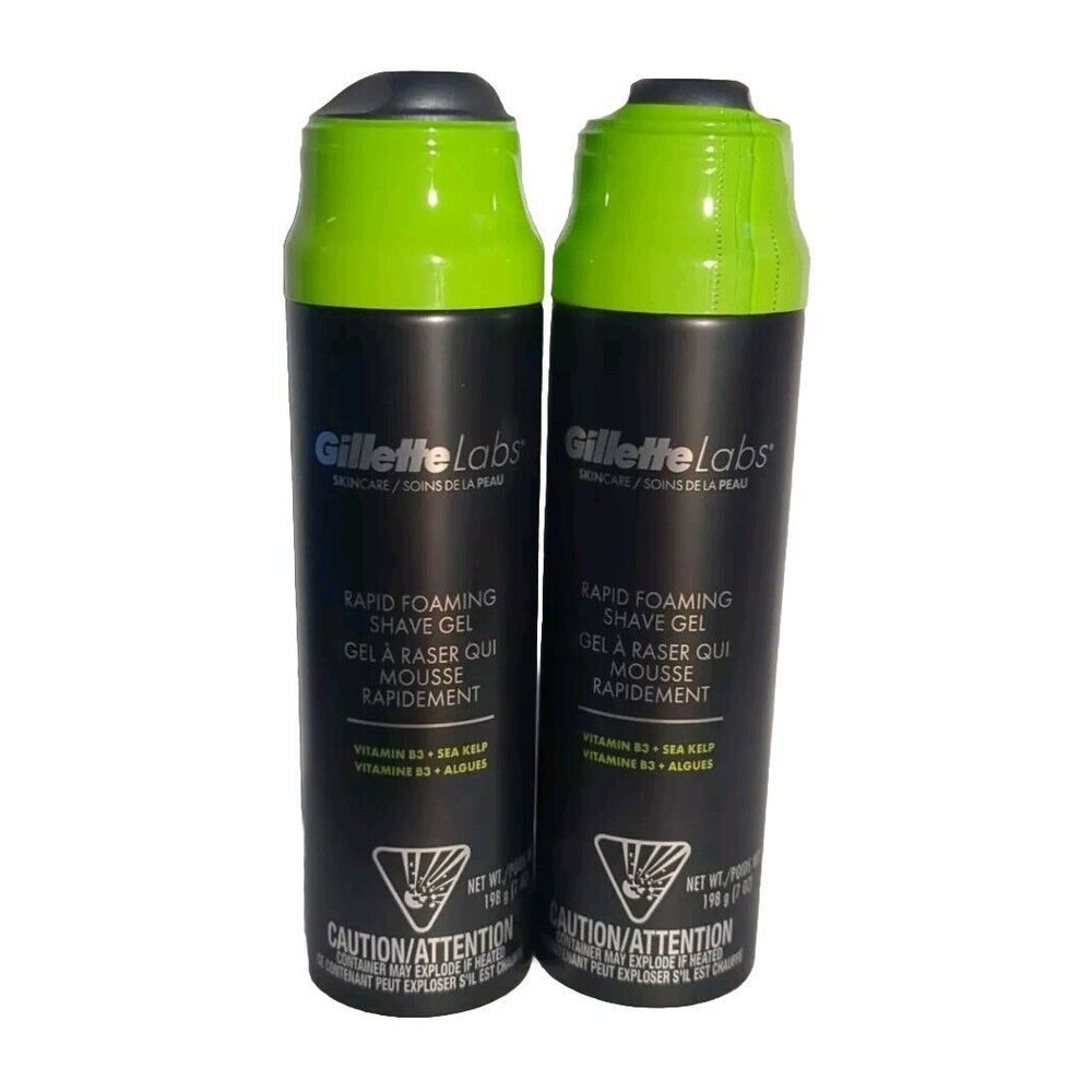 Lot Of 2 - Gillette Labs Rapid Foaming Shave Gel Alcohol-Free Dye-Free Vitamins